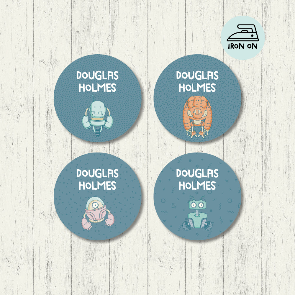 Bots - Round Iron On Labels
