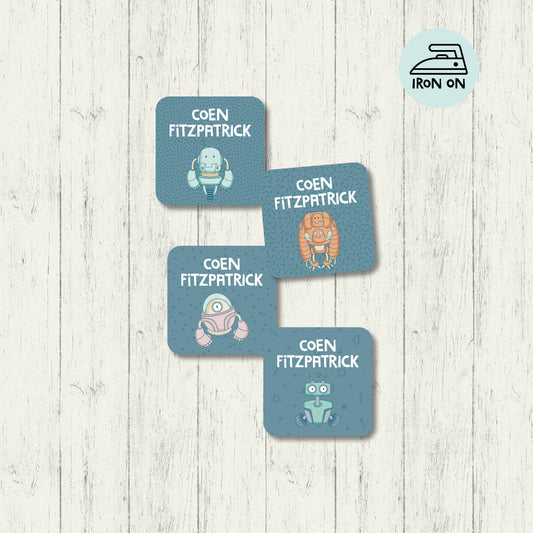 Bots - Square Iron On Labels