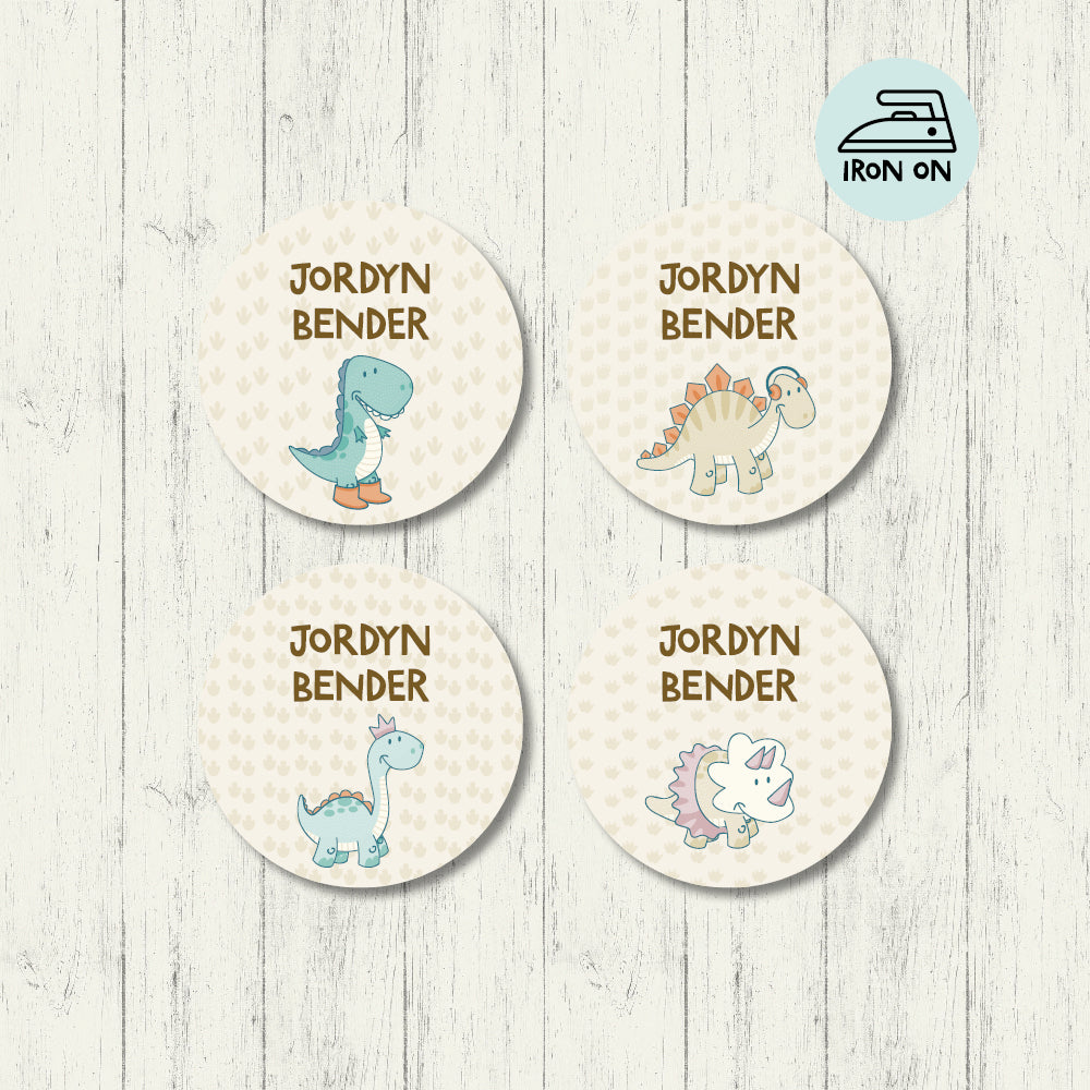 Dino Buddies - Round Iron On Labels