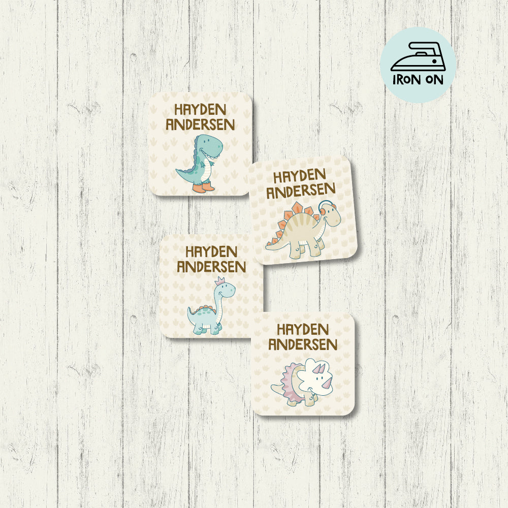 Dino Buddies - Square Iron On Labels