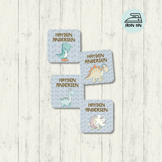Dino Buddies - Square Iron On Labels