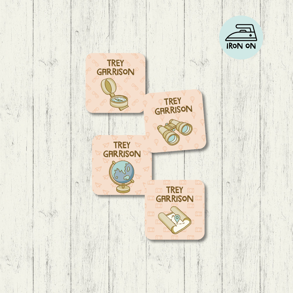 Explore The World - Square Iron On Labels