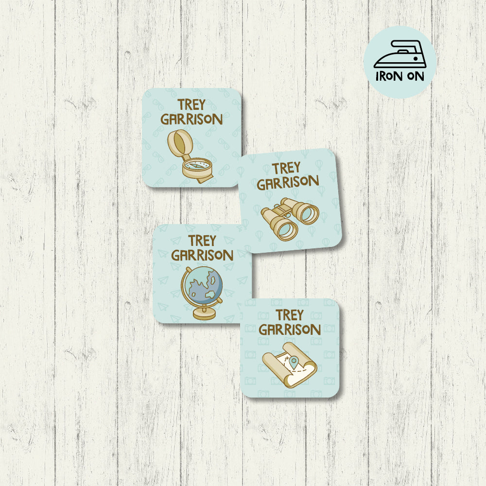 Explore The World - Square Iron On Labels