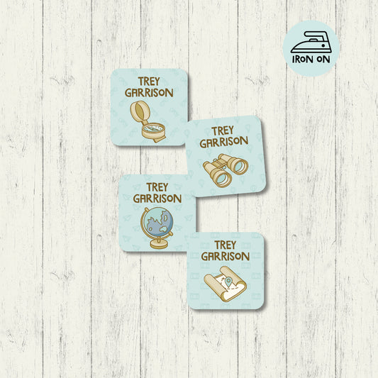 Explore The World - Square Iron On Labels