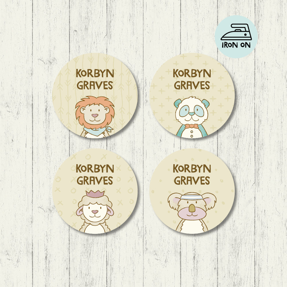 Fuzzy Friends - Round Iron On Labels