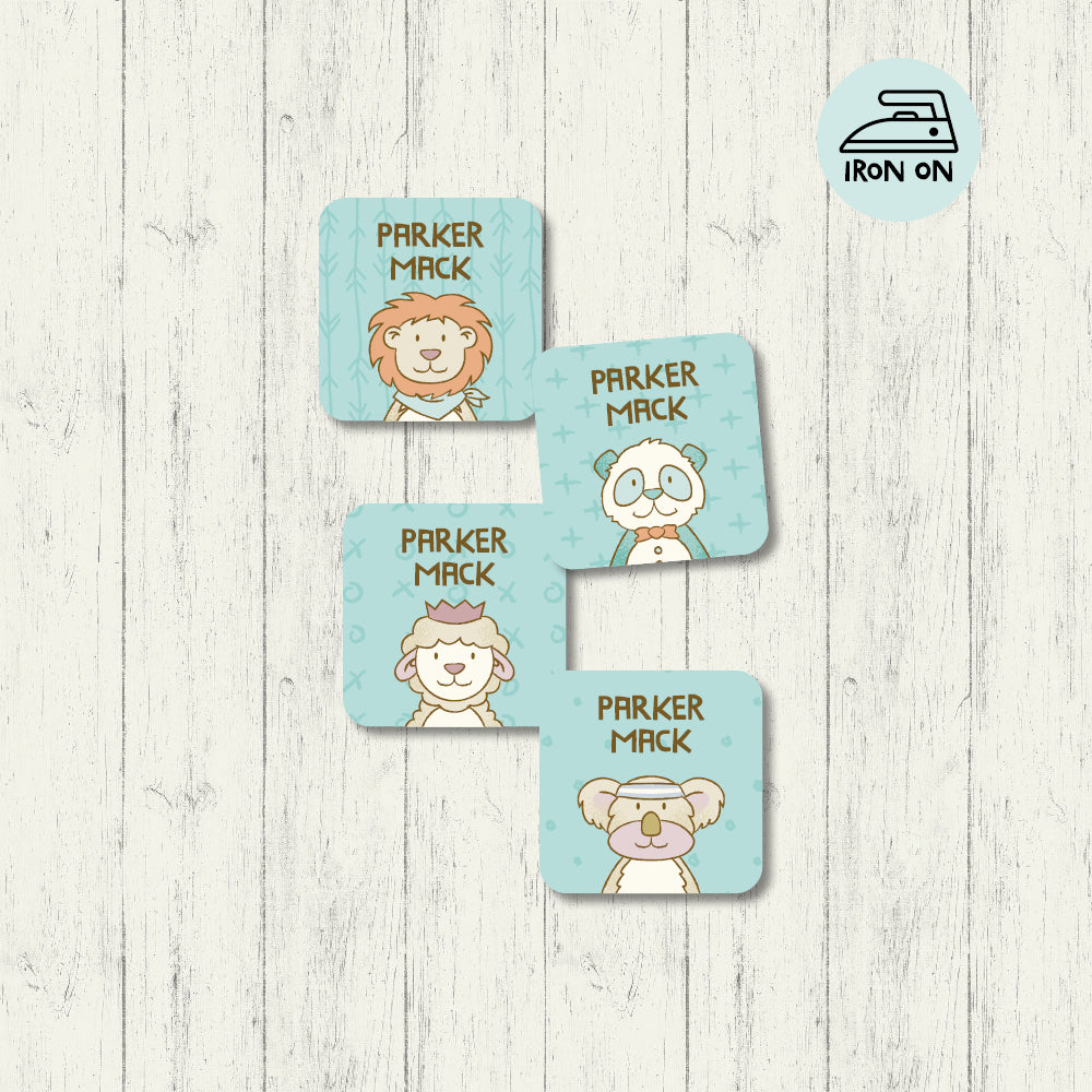 Fuzzy Friends Square Iron On Labels | Personalized Name Tags