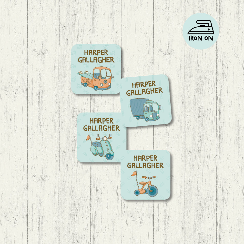 Zoom Zoom - Square Iron On Labels